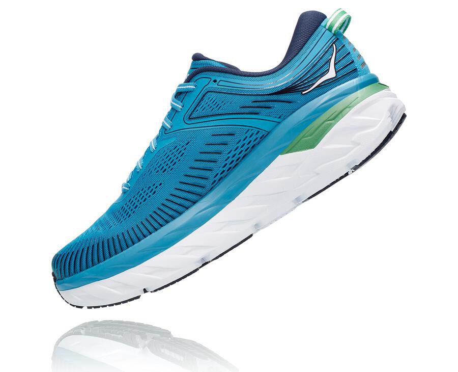 Tenis Hoka One One Hombre Azules/Blancos - Bondi 7 - HTVY34967